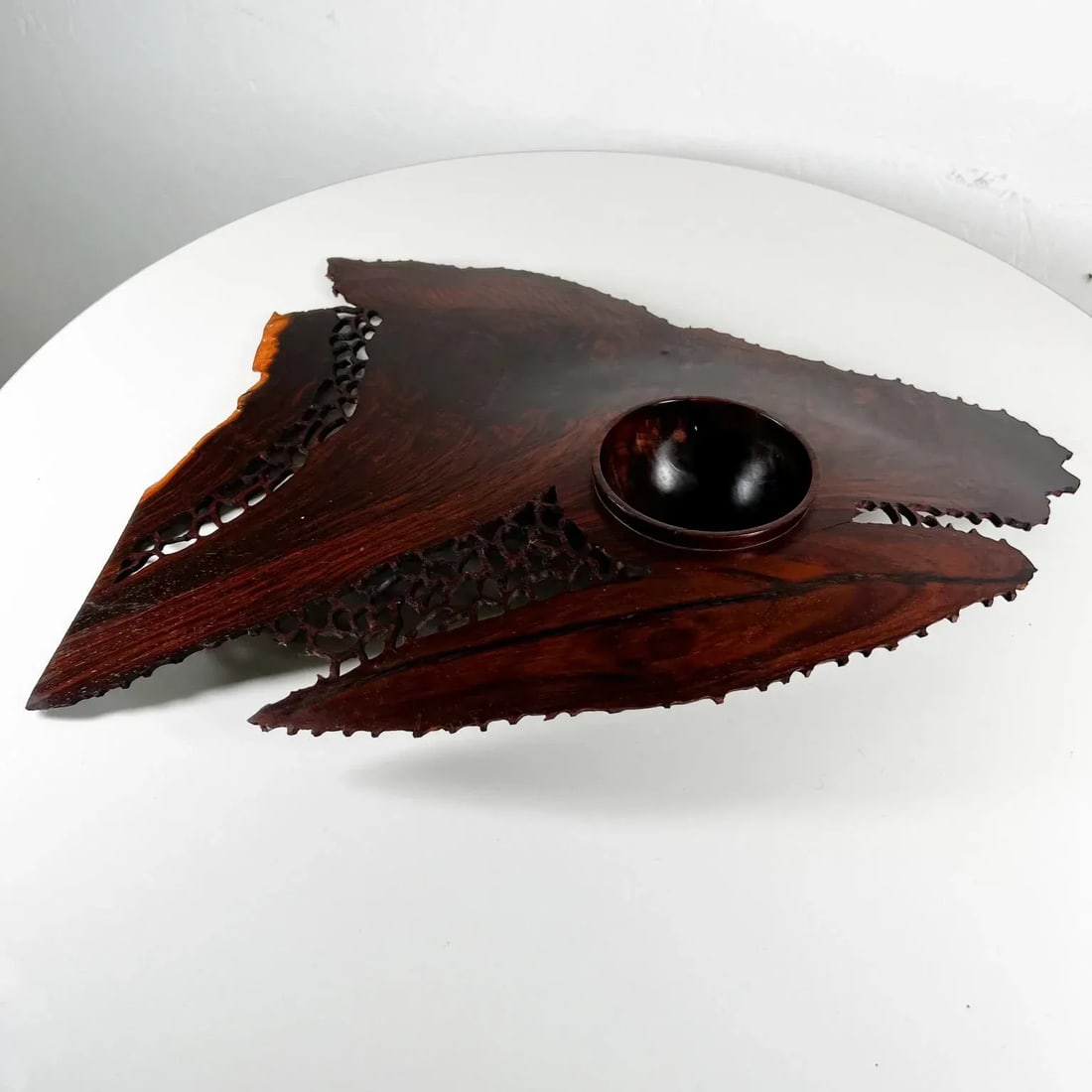 Hand Made Mid-Century Modern Table Sculpture Organic Rosewood Lattice Studio - 8