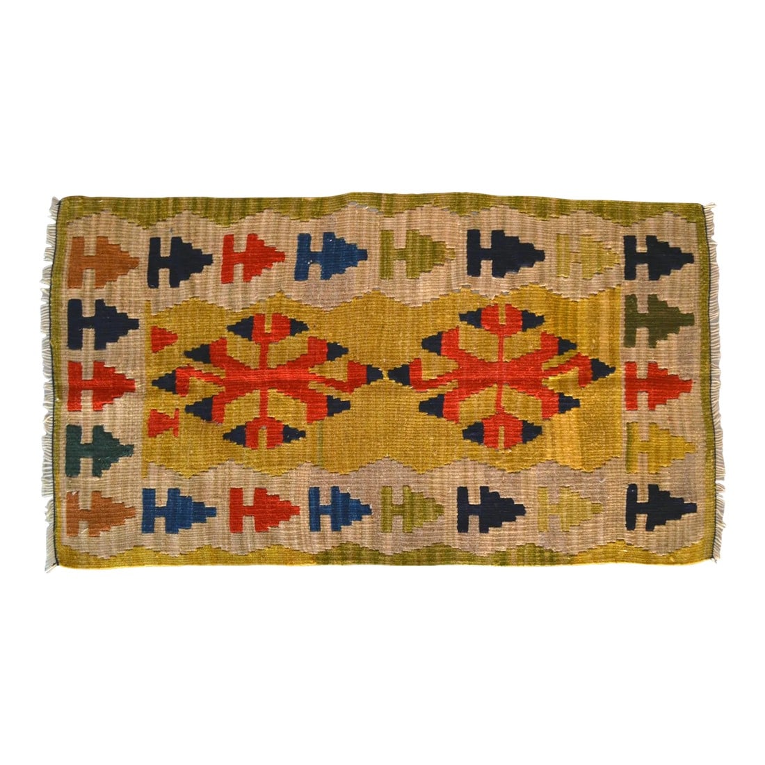 1990s Turkish Rug Hand-Woven Mini Kilim Rug - 2' X 3'8" (1 of 10)