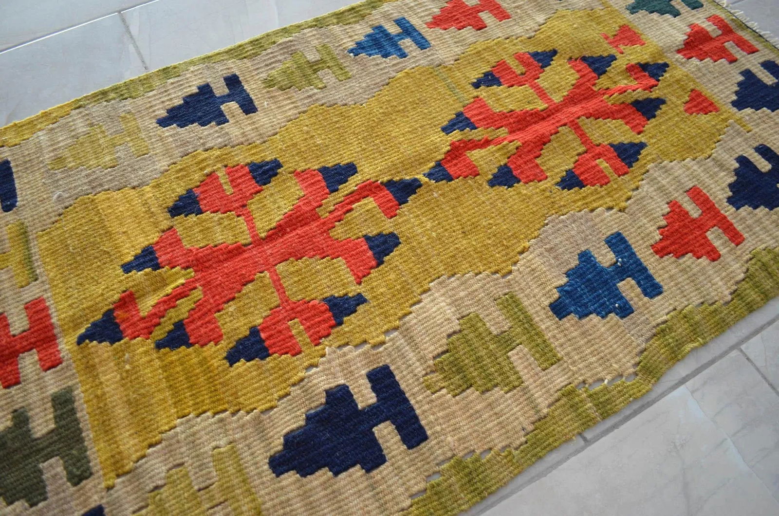 1990s Turkish Rug Hand-Woven Mini Kilim Rug - 2' X 3'8" - 7