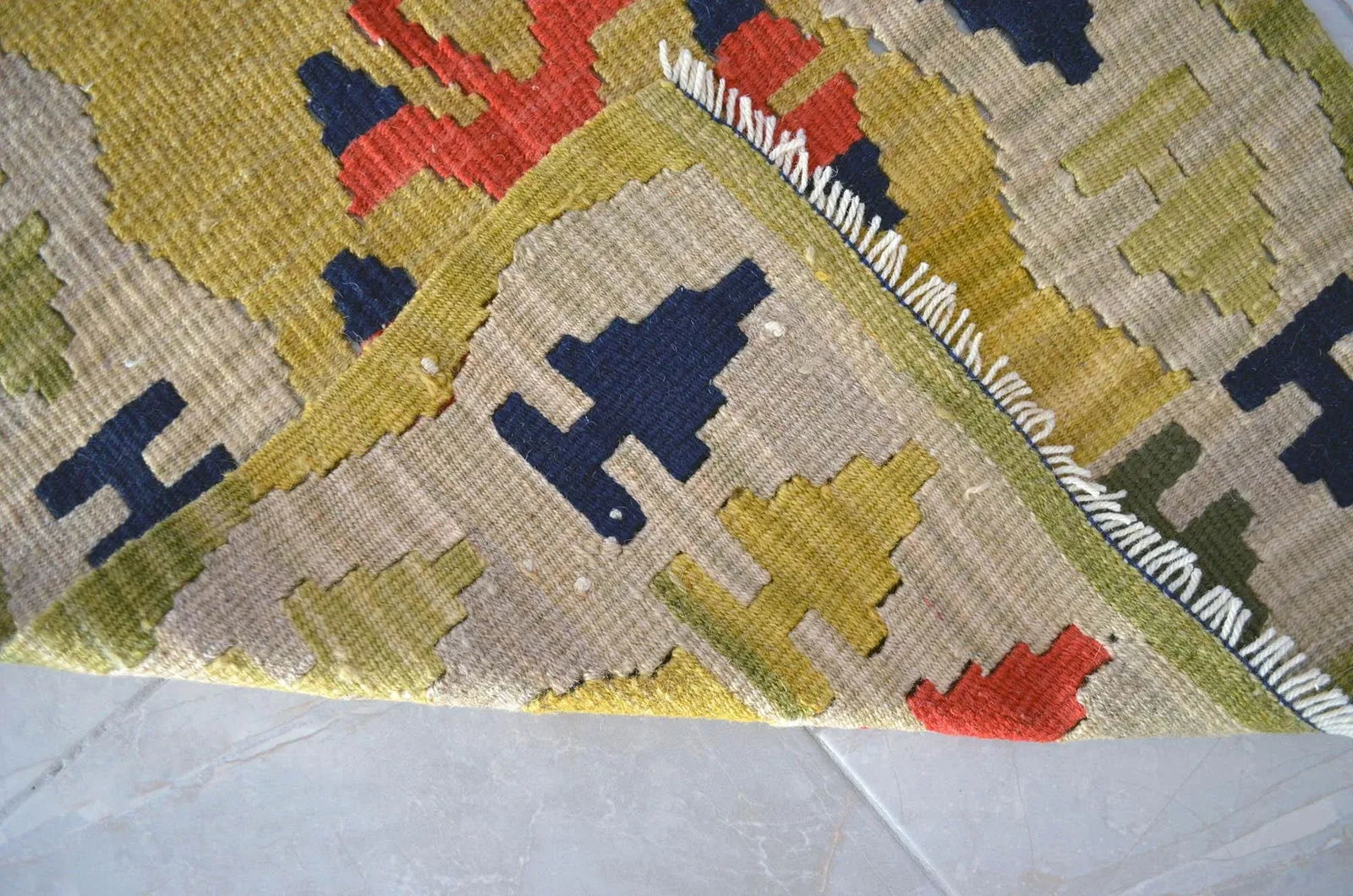 1990s Turkish Rug Hand-Woven Mini Kilim Rug - 2' X 3'8" - 9