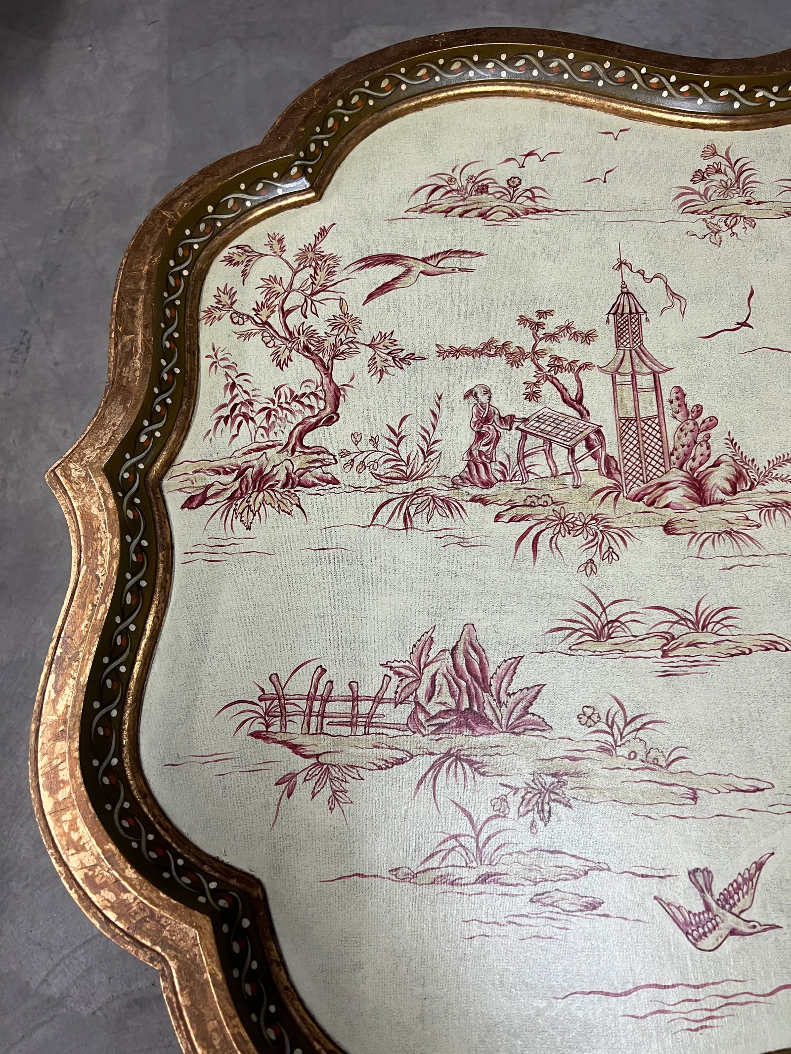 1980s Vintage Hand Painted Chinoiserie Tray Table by Sarreid, Ltd. - 10