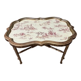 1980s Vintage Hand Painted Chinoiserie Tray Table by Sarreid, Ltd.