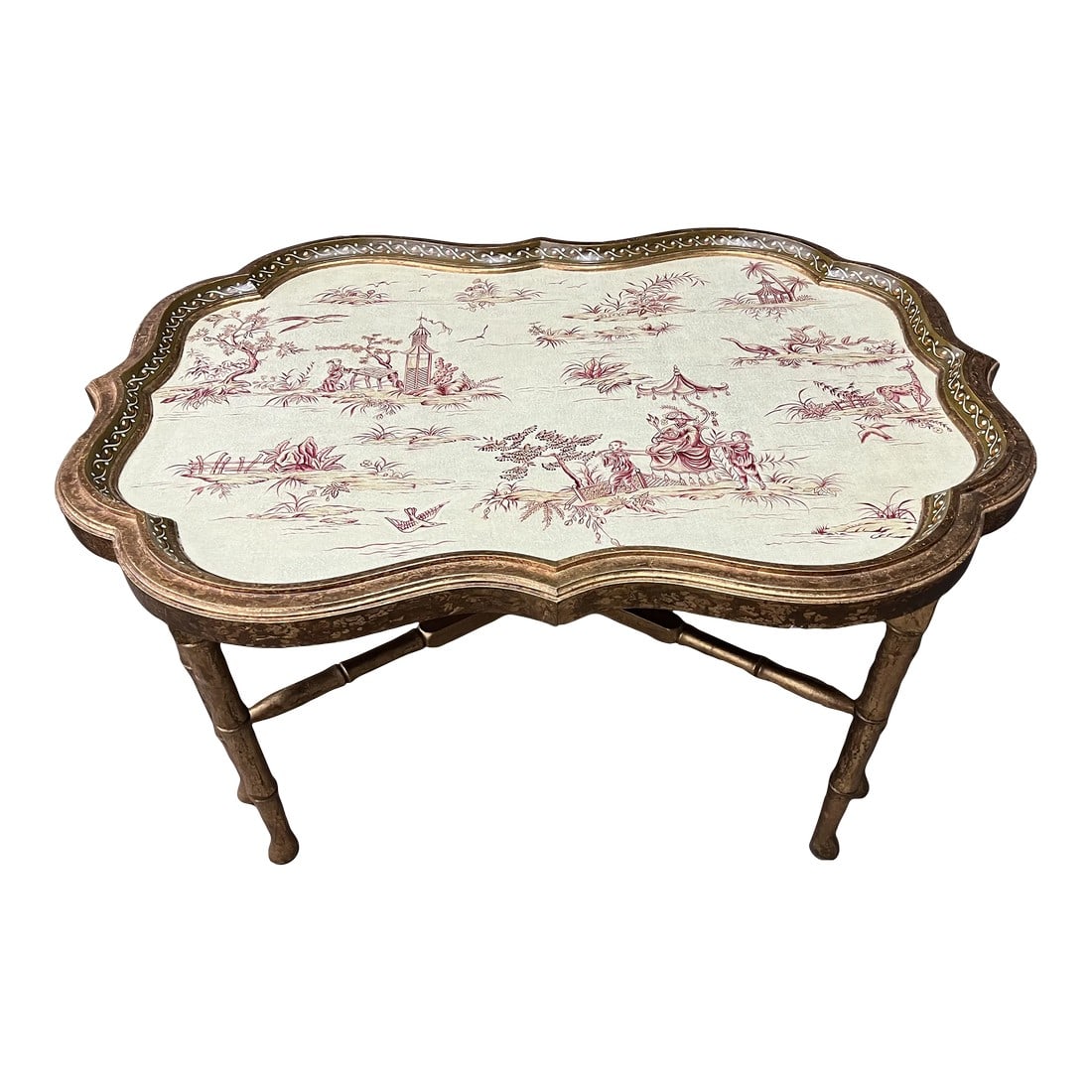 1980s Vintage Hand Painted Chinoiserie Tray Table by Sarreid, Ltd. (1 of 13)