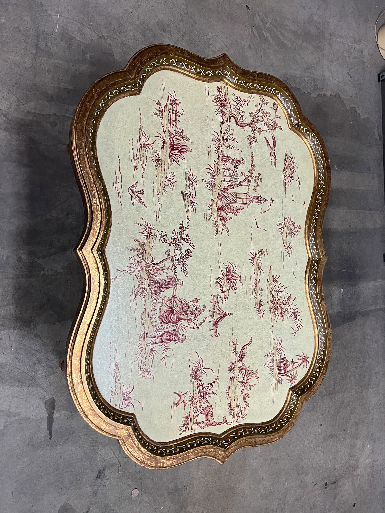 1980s Vintage Hand Painted Chinoiserie Tray Table by Sarreid, Ltd. - 3