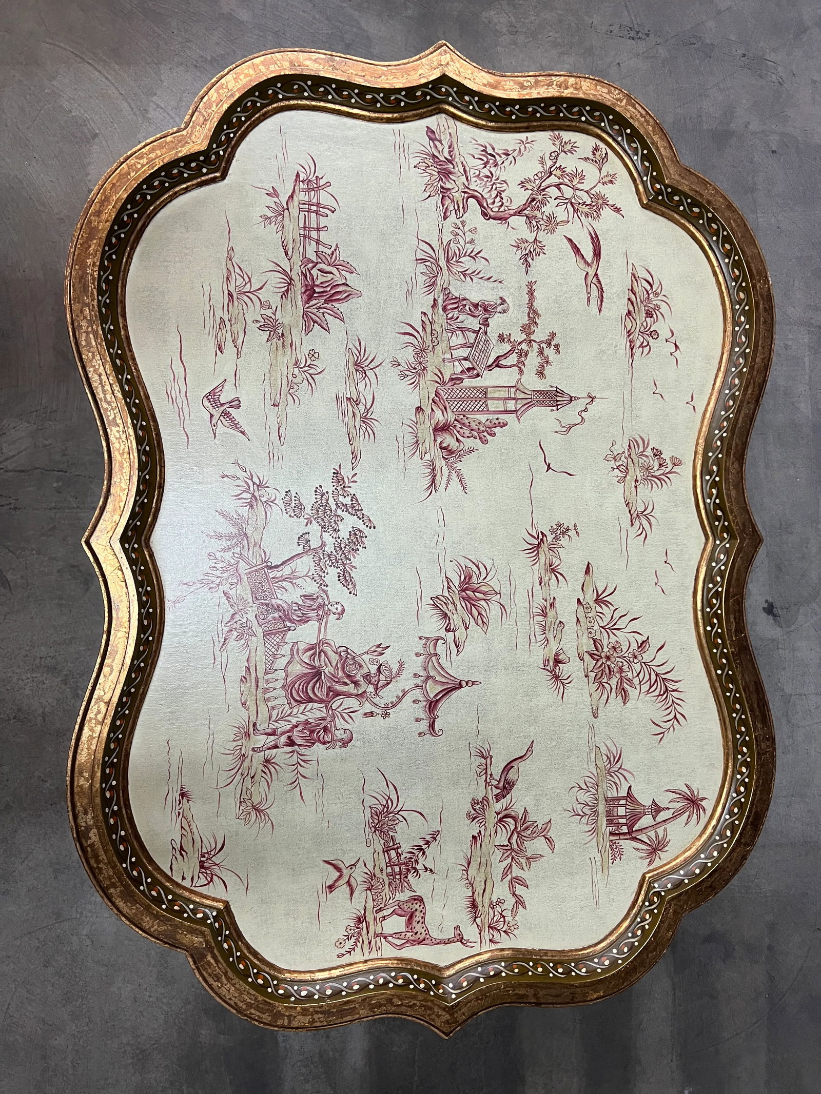 1980s Vintage Hand Painted Chinoiserie Tray Table by Sarreid, Ltd. - 9