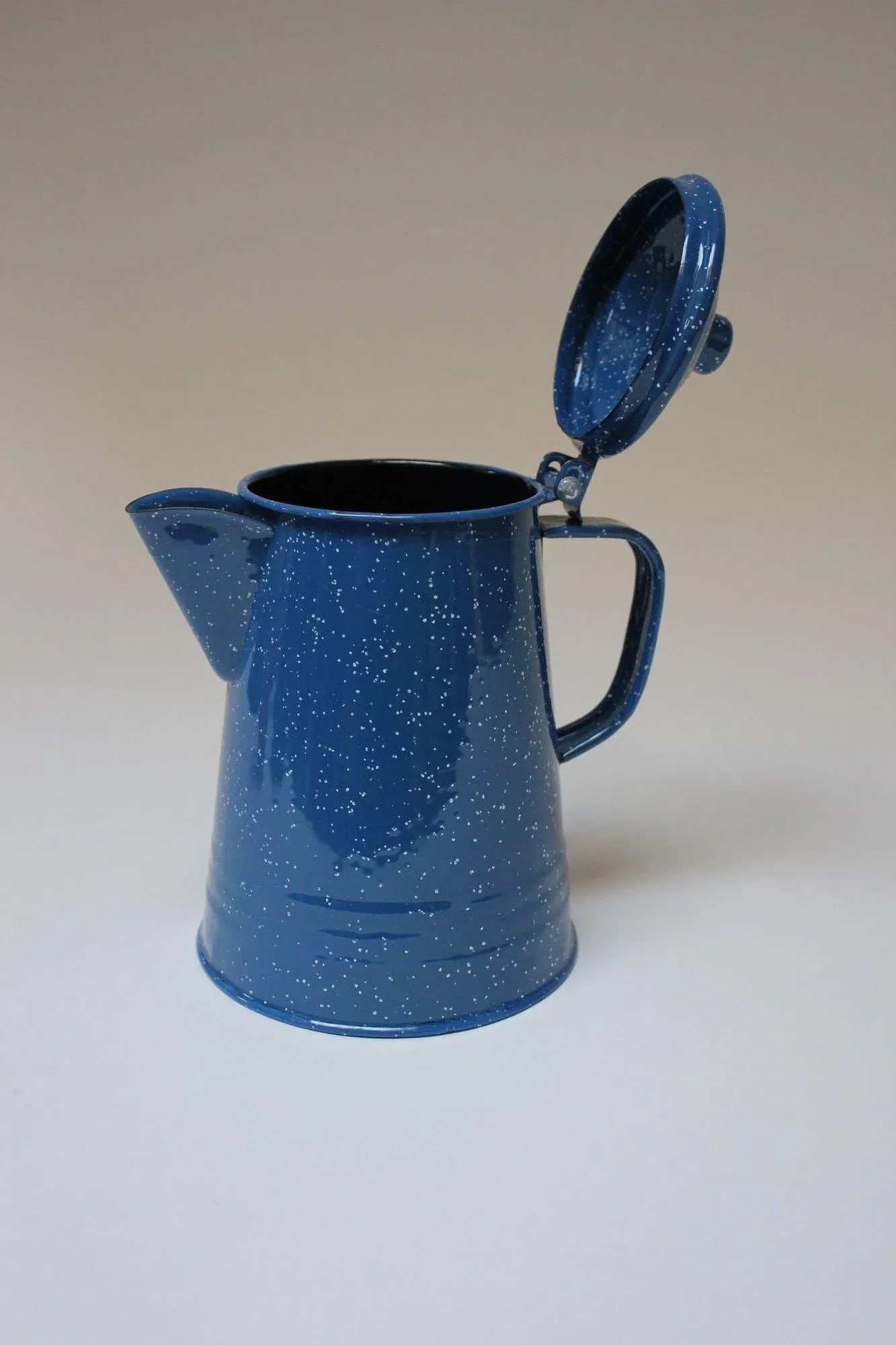 Vintage Blue Enamel Graniteware / Splatterware Kettle - 3