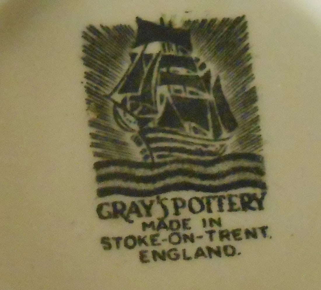 Vintage Grays Pottery Sailing Ship Maroon Lusterware Staffordshire Pitcher 1942-1958 - 6