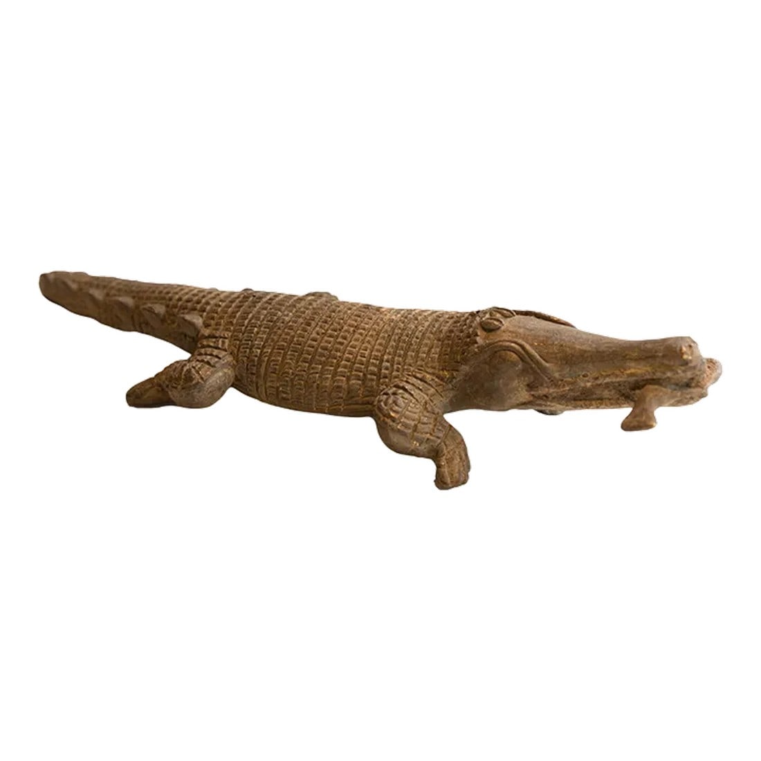 Vintage African Crocodile With Fish Sculpture (1 of 9)
