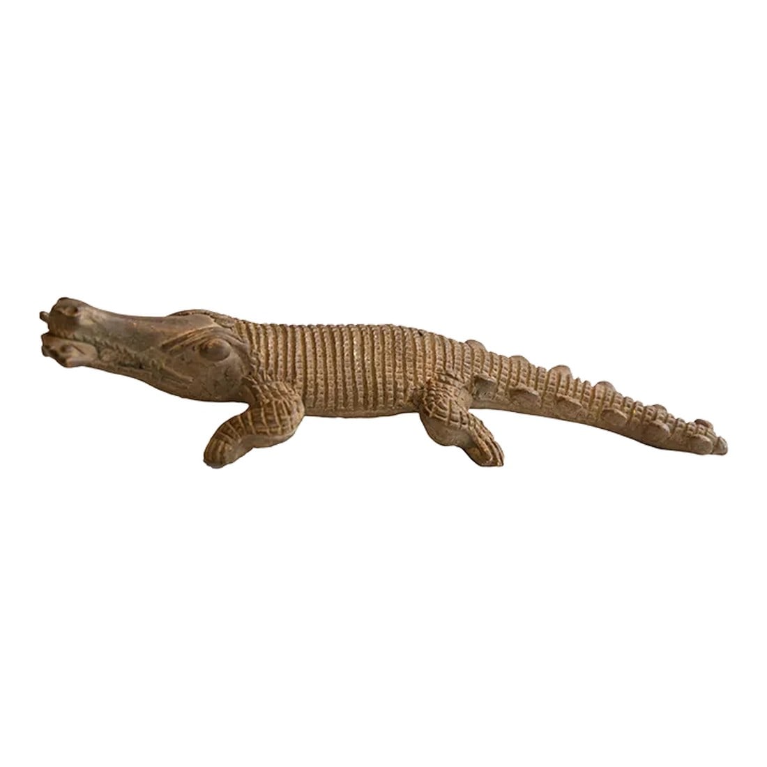 Vintage African Crocodile With Fish Sculpture (1 of 6)