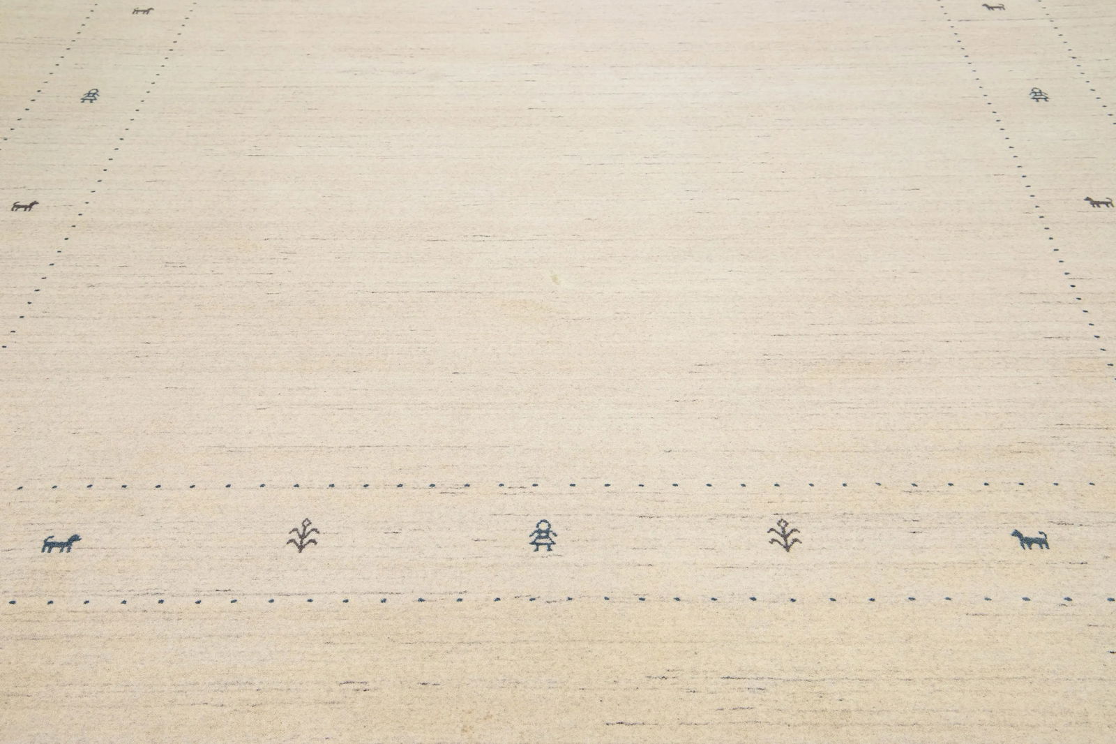 2020s Minimalist Modern Gabbeh Style Wool Rug Handmade in Beige - 2