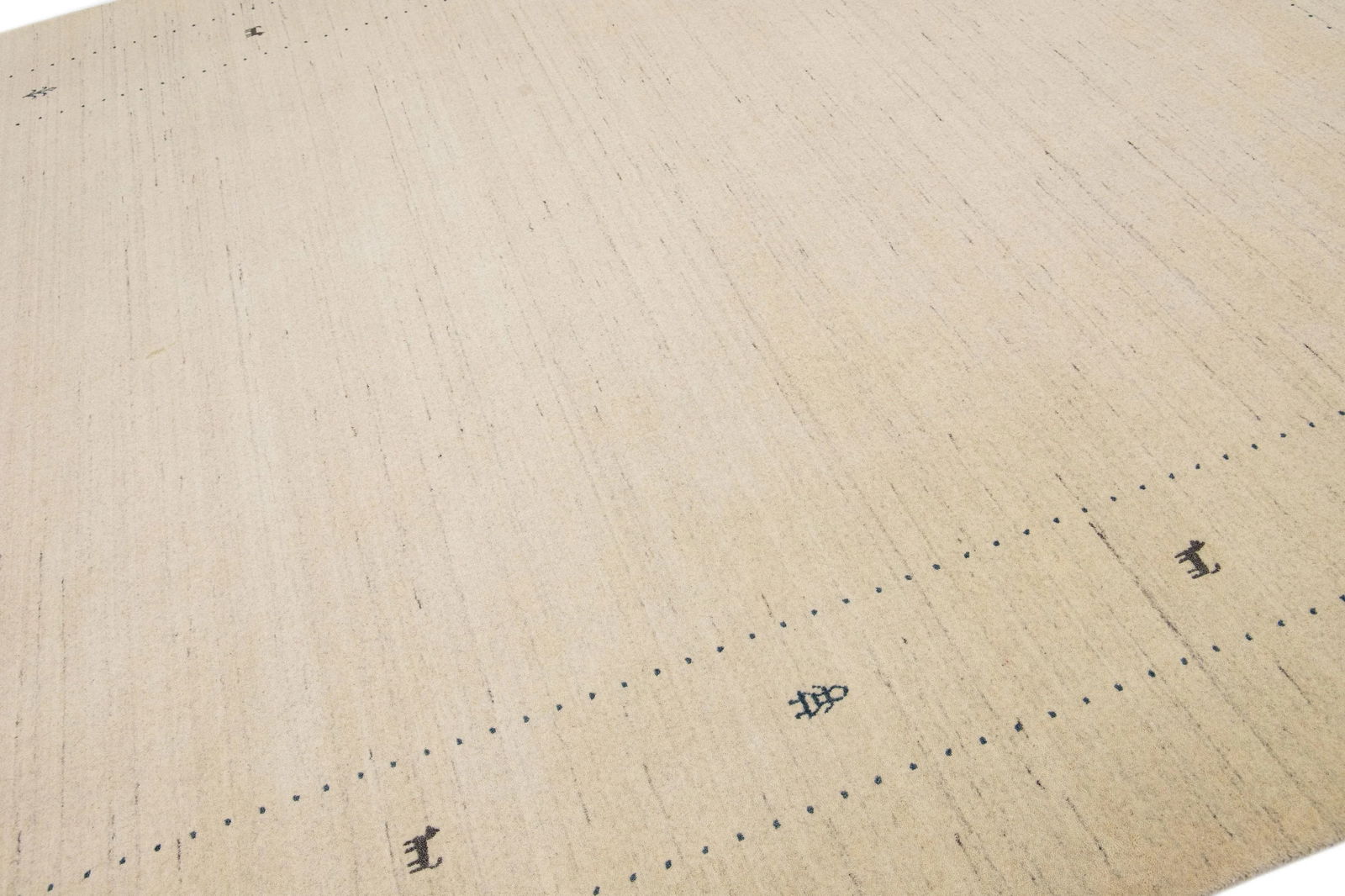 2020s Minimalist Modern Gabbeh Style Wool Rug Handmade in Beige - 6