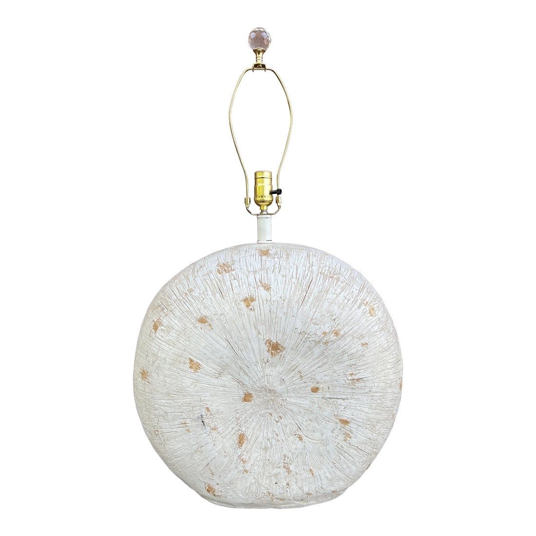 1990s Large Whitewash Driftwood Lamp: Large White Driftwood Style Lamp in a Whitewash with the Look of Real Wood. Circular Style in a Subtle White and Light Brown Accents. Condition: Alterations: Original Condition Unaltered