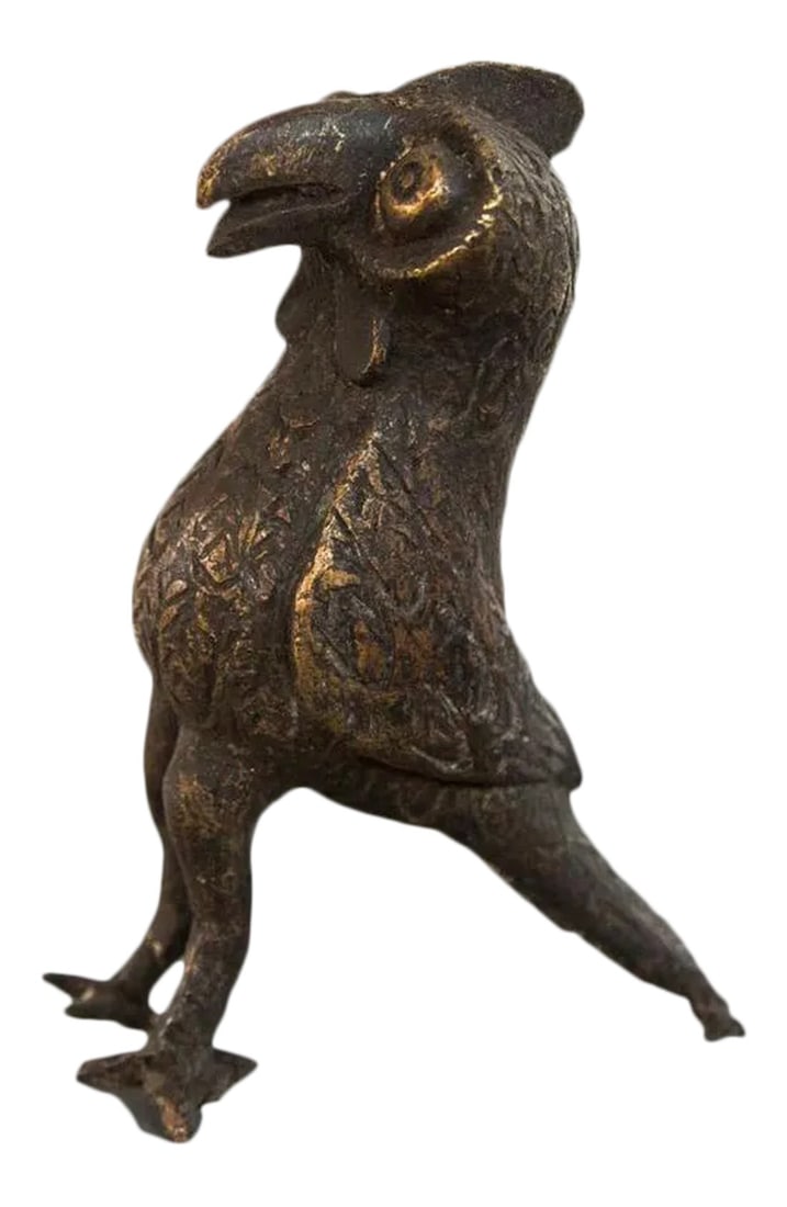 Copper Vintage African Bird: :: Vintage African sculpture of a bird made of copper. Detailed and one of a kind, such a statement accent piece. Condition: Alterations: Original Condition Unaltered Imperfections: Some