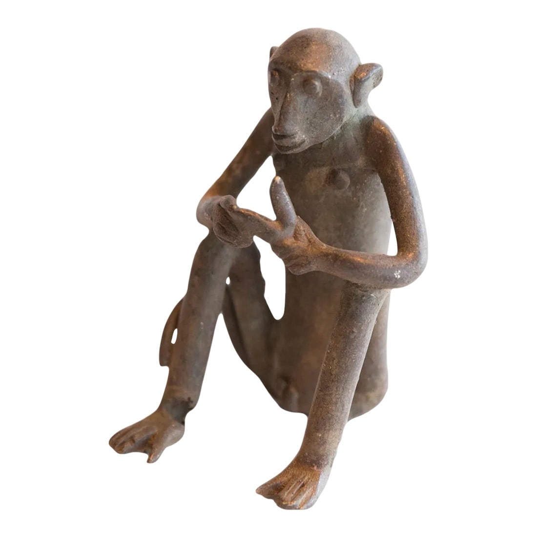 Vintage African Sitting Monkey With Banana Sculpture (1 of 8)