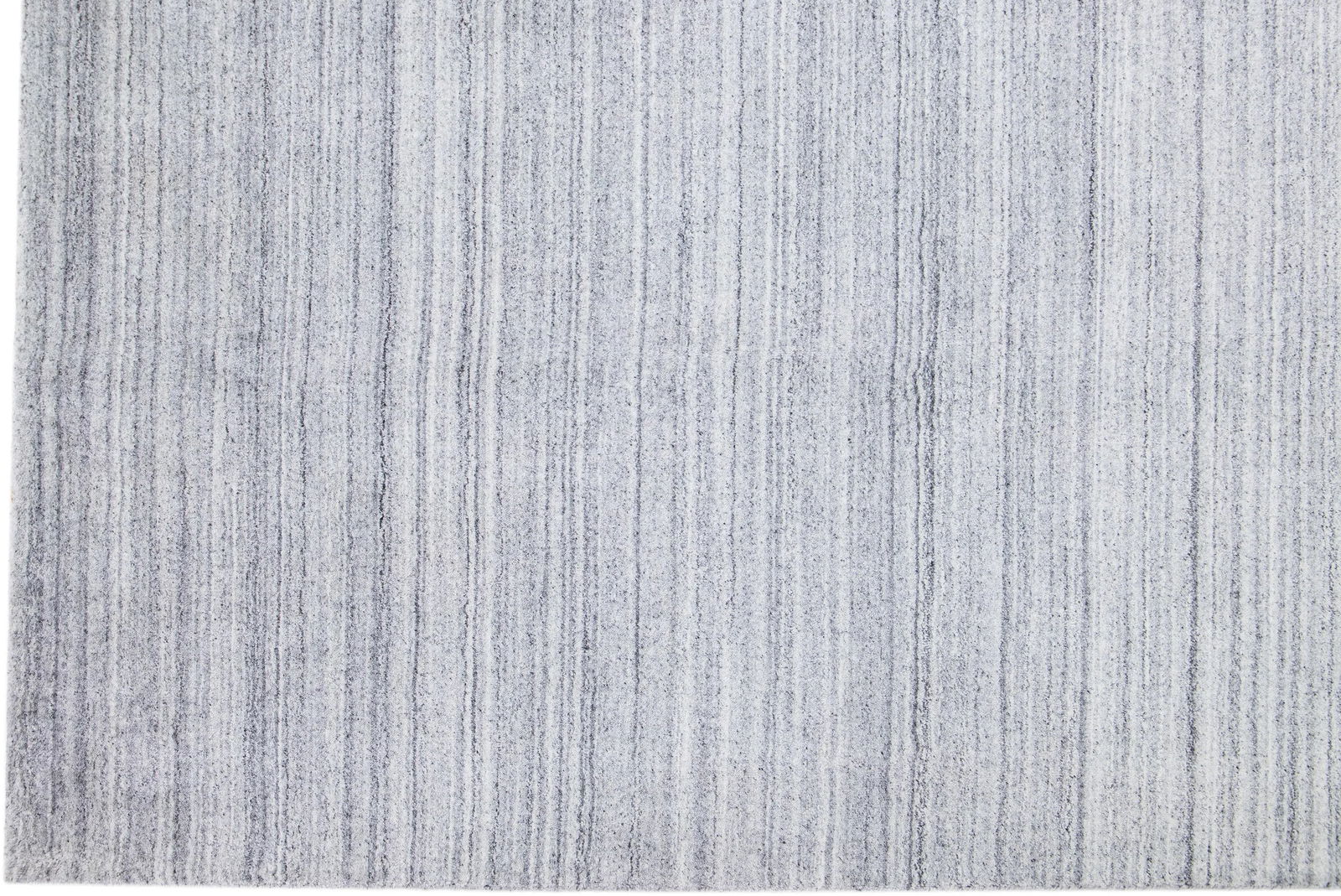 2020s Stripe Modern Apadana's Groove Handmade Bamboo/Silk Rug - 4