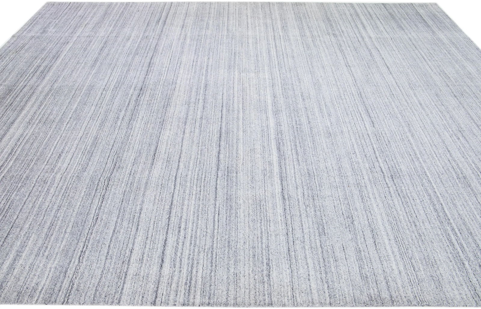 2020s Stripe Modern Apadana's Groove Handmade Bamboo/Silk Rug - 5