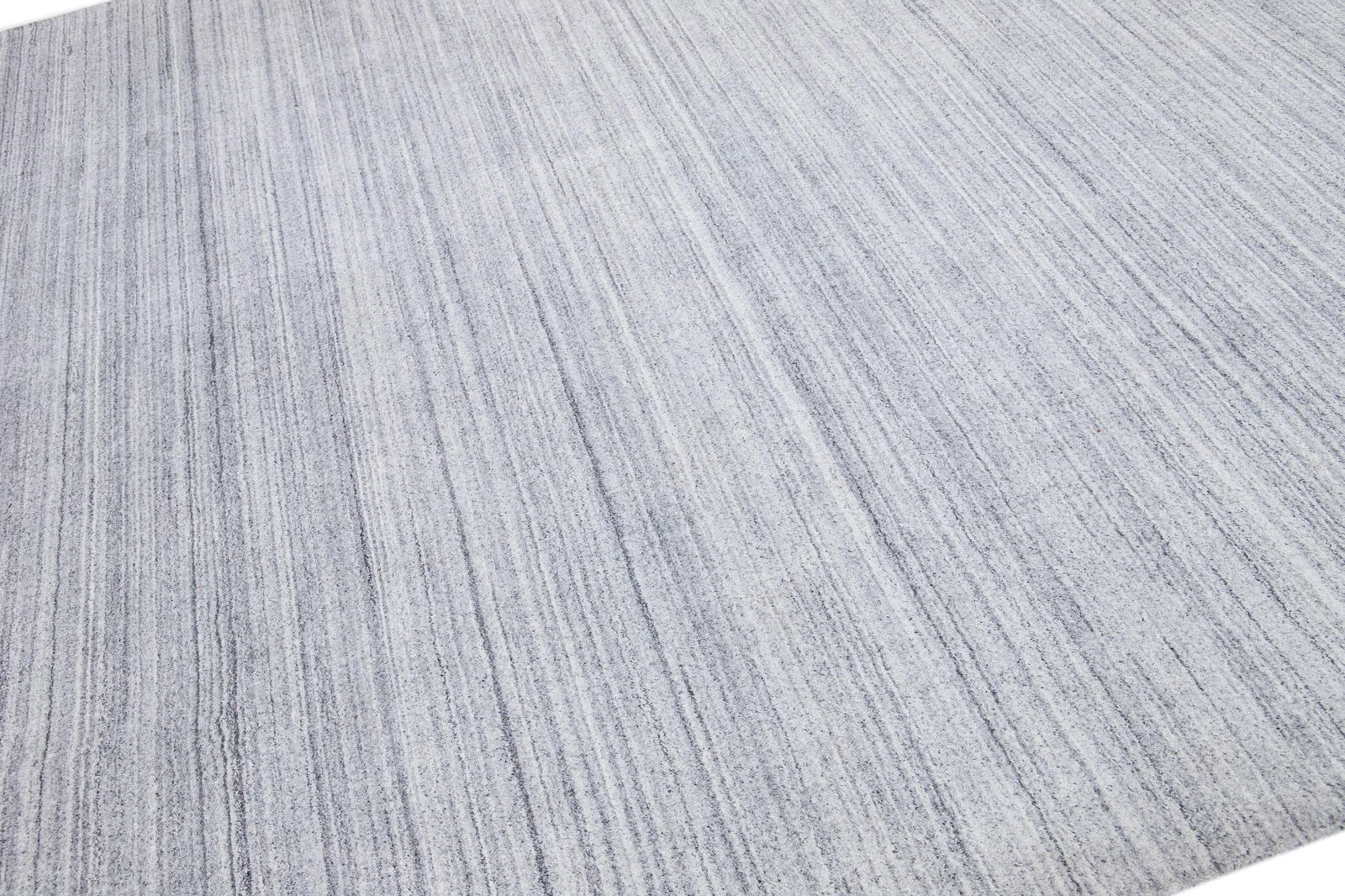 2020s Stripe Modern Apadana's Groove Handmade Bamboo/Silk Rug - 6