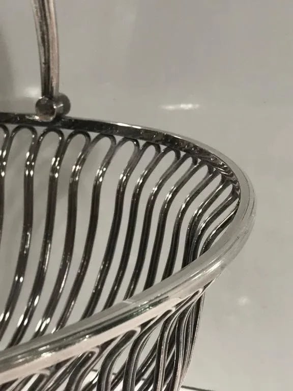 Mid 20th Century Antique Sheffield Plated Wire Work Basket - 2