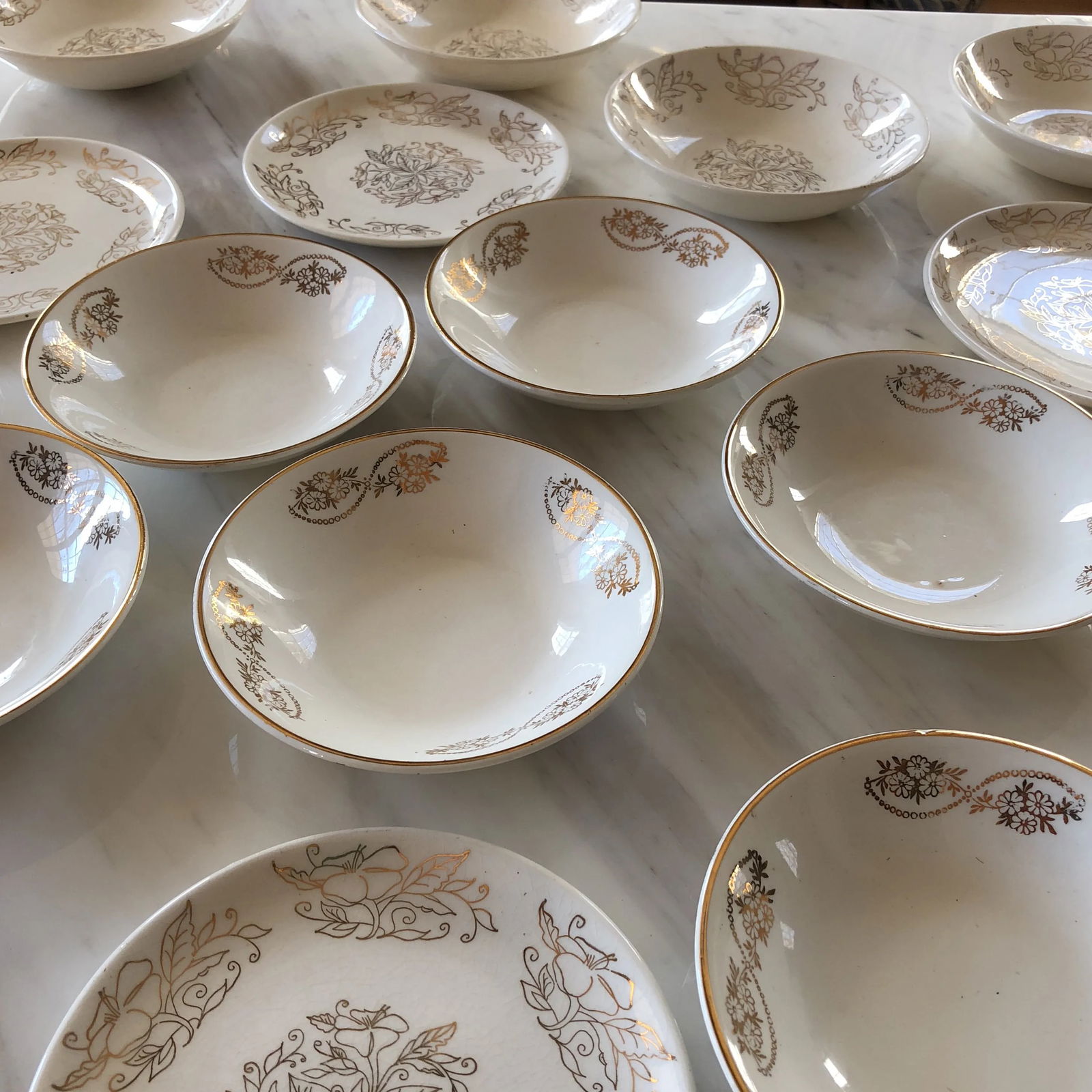 Vintage Ceramic Gilded Flowers Bride Collection - Set of 20 - 4