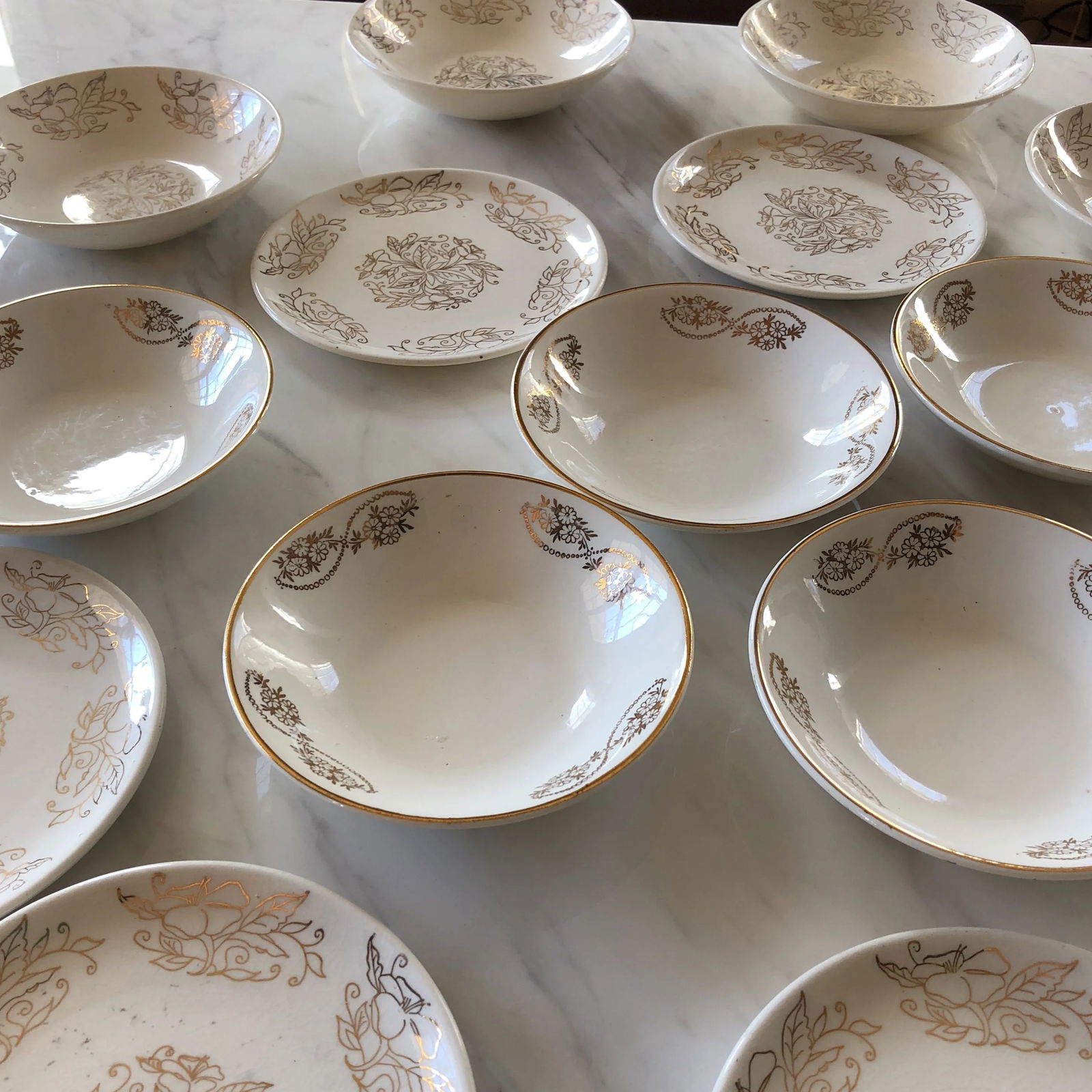 Vintage Ceramic Gilded Flowers Bride Collection - Set of 20 - 5