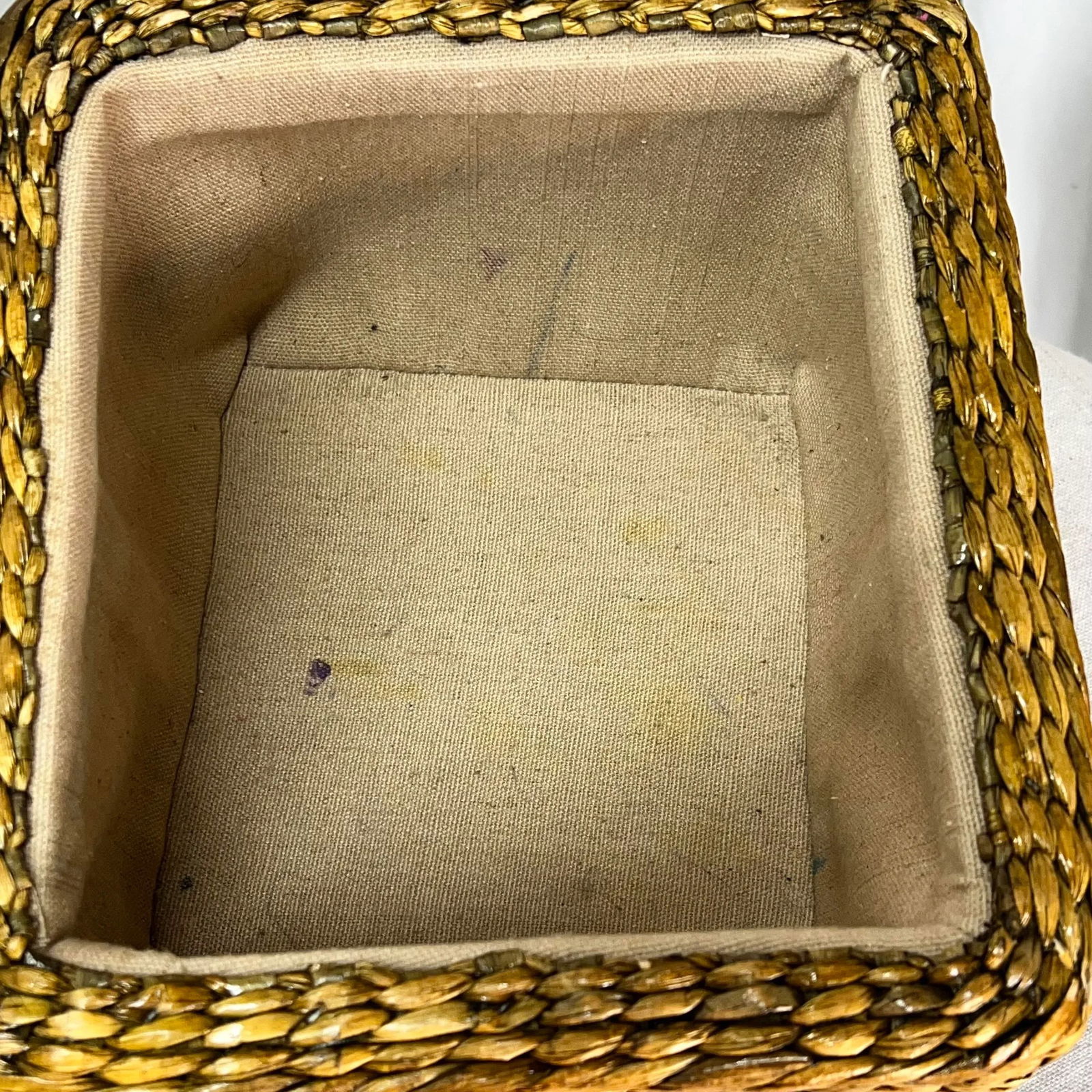 Late 20th Century Square Tabletop Lined Baskets - a Pair - 2