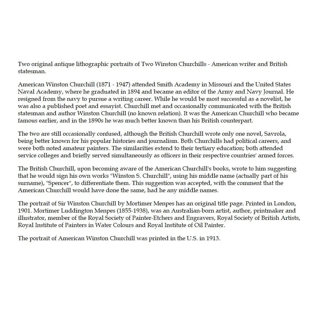 American and British Winston Churchills - Original Period Antique Prints, Set of 2 - 10