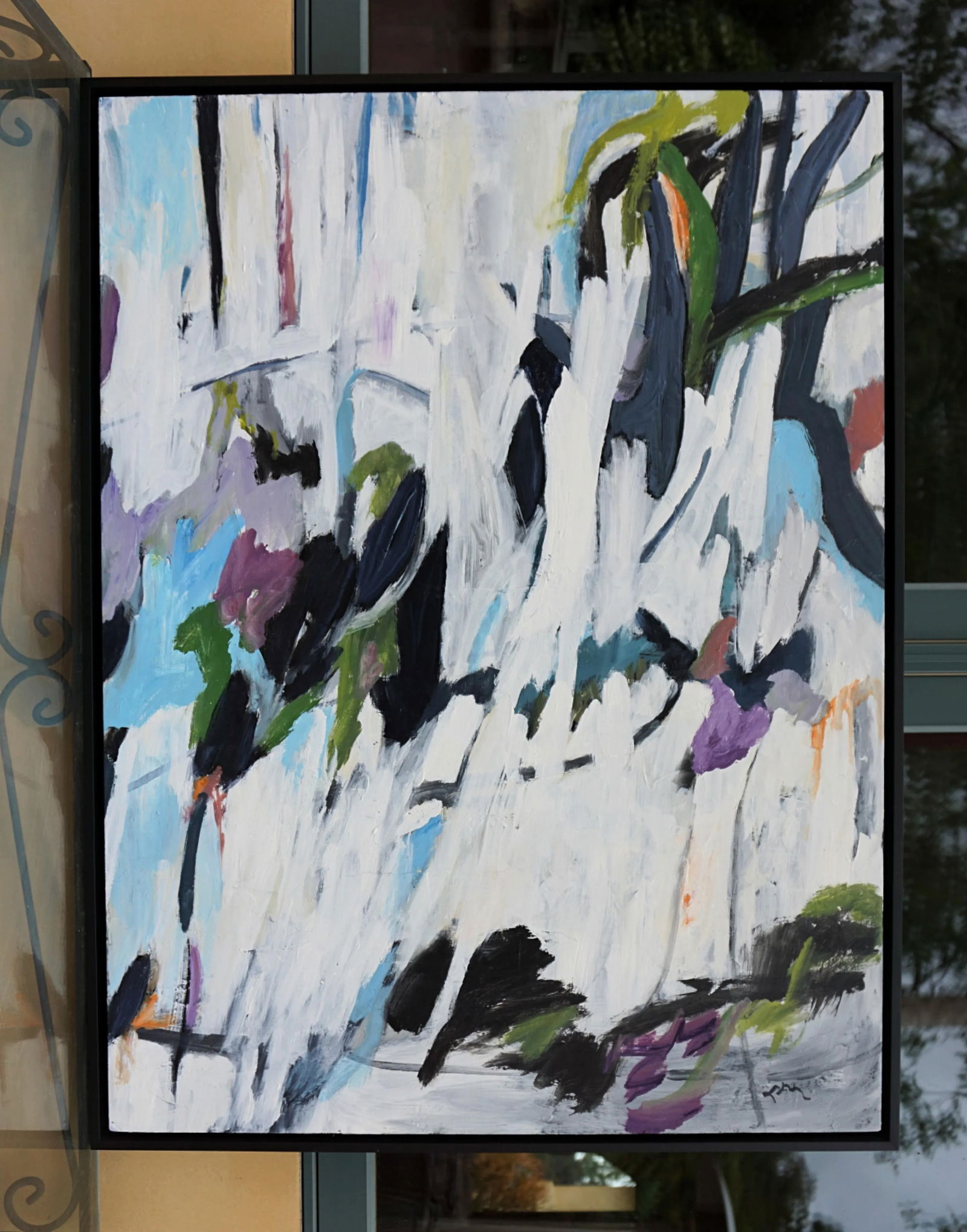 Coming to Agreement Contemporary Abstract Acrylic Painting by Laurie MacMillan, Framed - 2