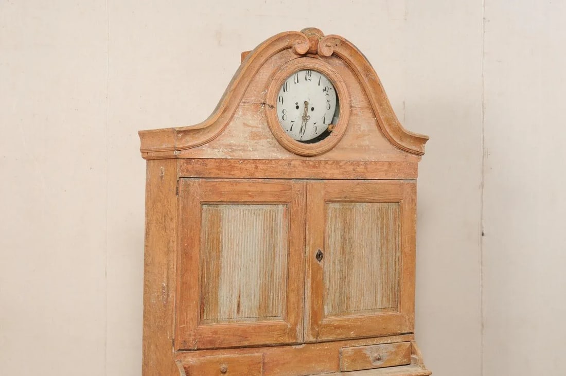 Swedish Century 1820 Clock Cabinet with Orig. Paint - 11