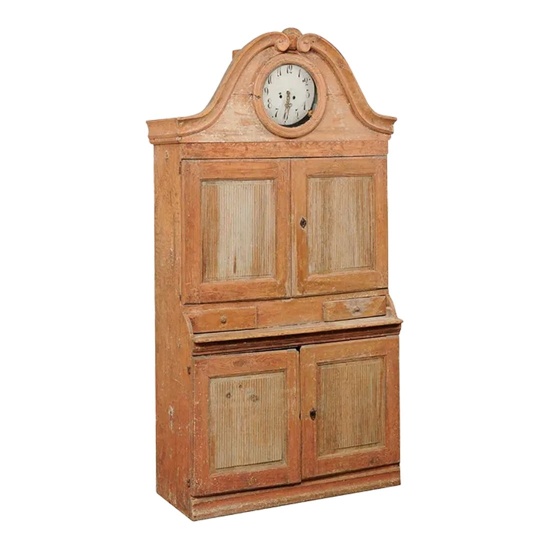 Swedish Century 1820 Clock Cabinet with Orig. Paint (1 of 11)