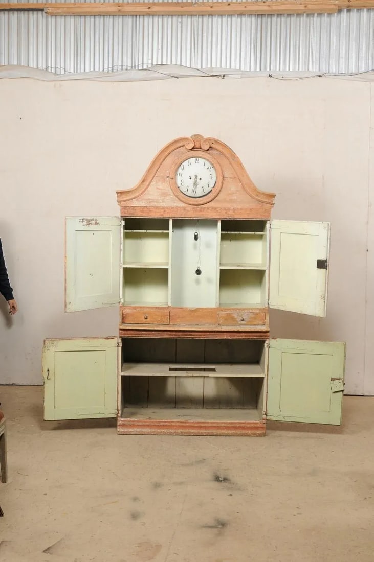 Swedish Century 1820 Clock Cabinet with Orig. Paint - 4
