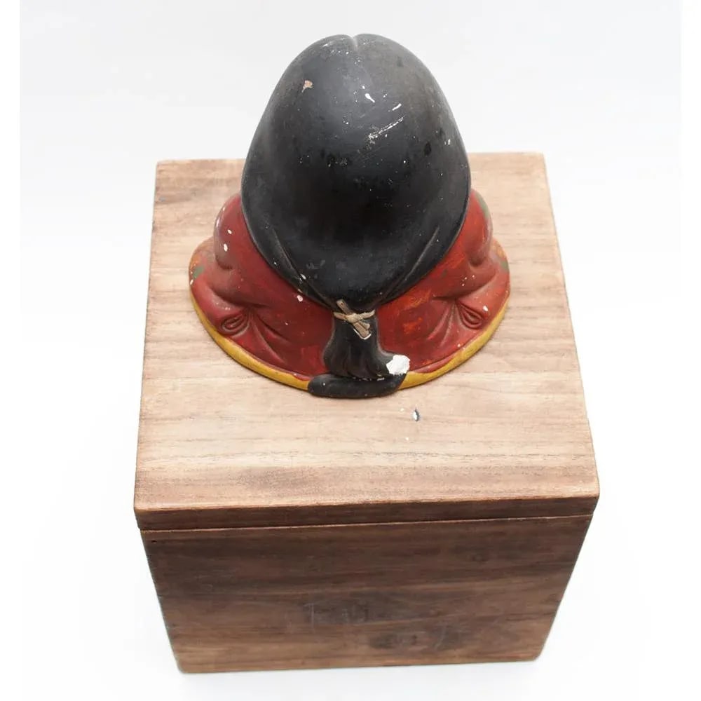 Meiji Era Otafuku Girl Figurine on Wood Stand - 5