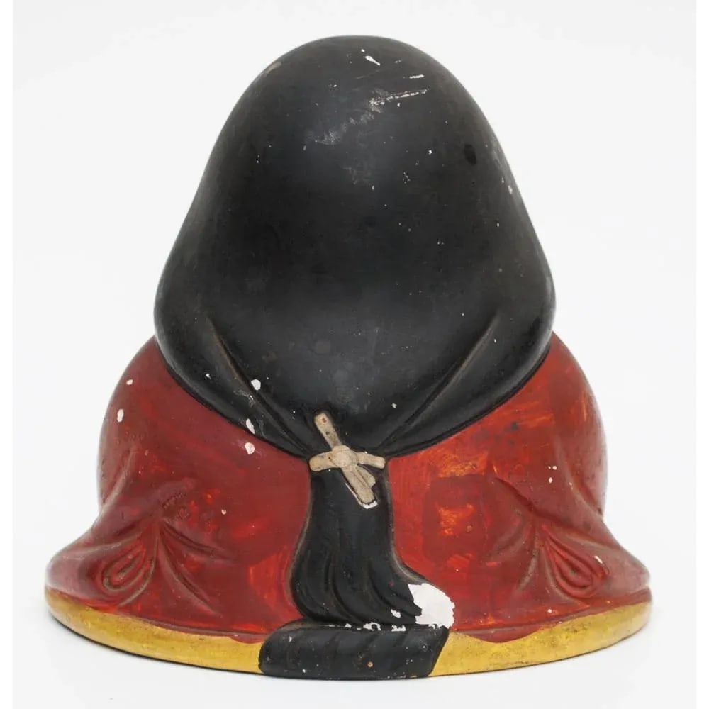 Meiji Era Otafuku Girl Figurine on Wood Stand - 9