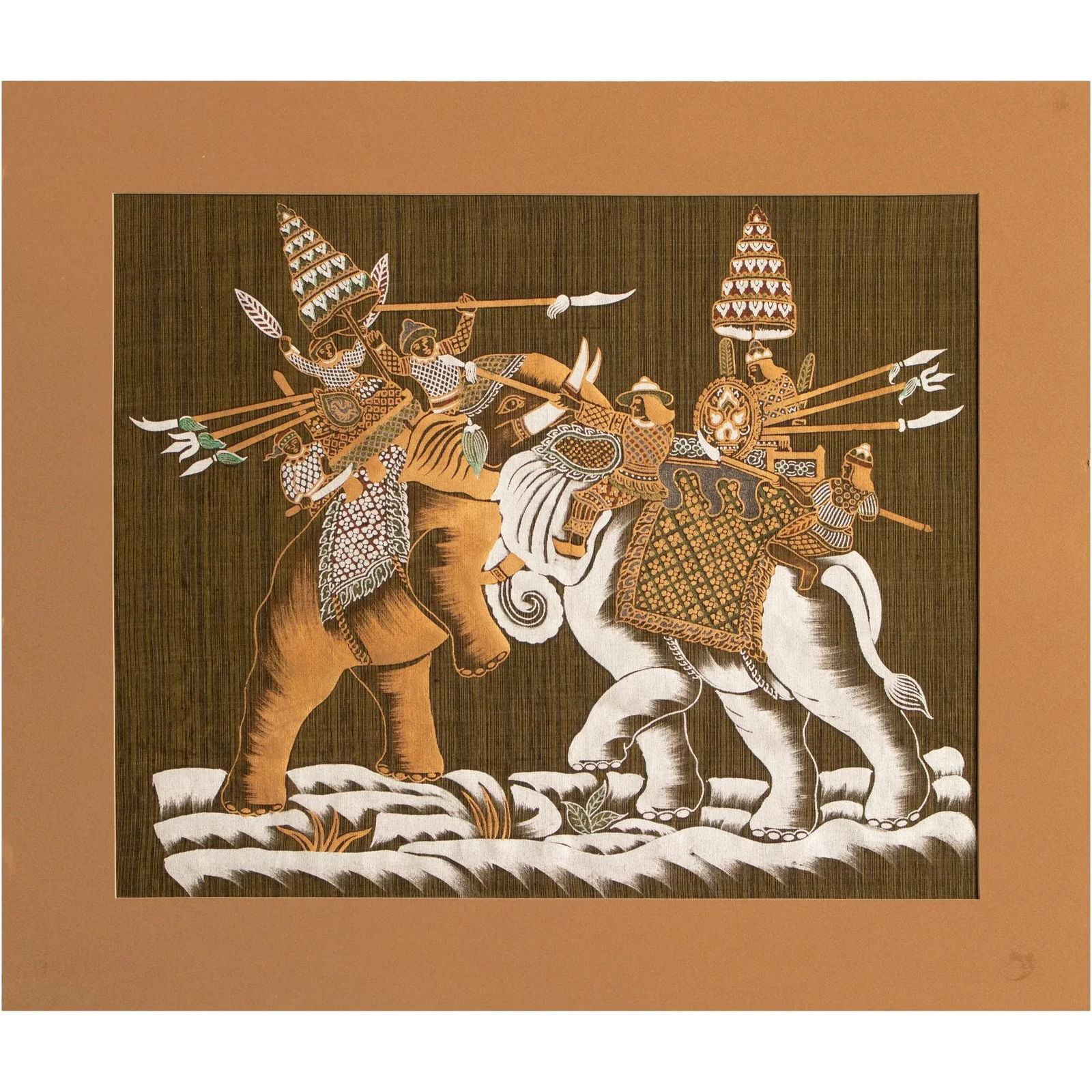 C. 1970s War Elephants Indian Textile Art - 10