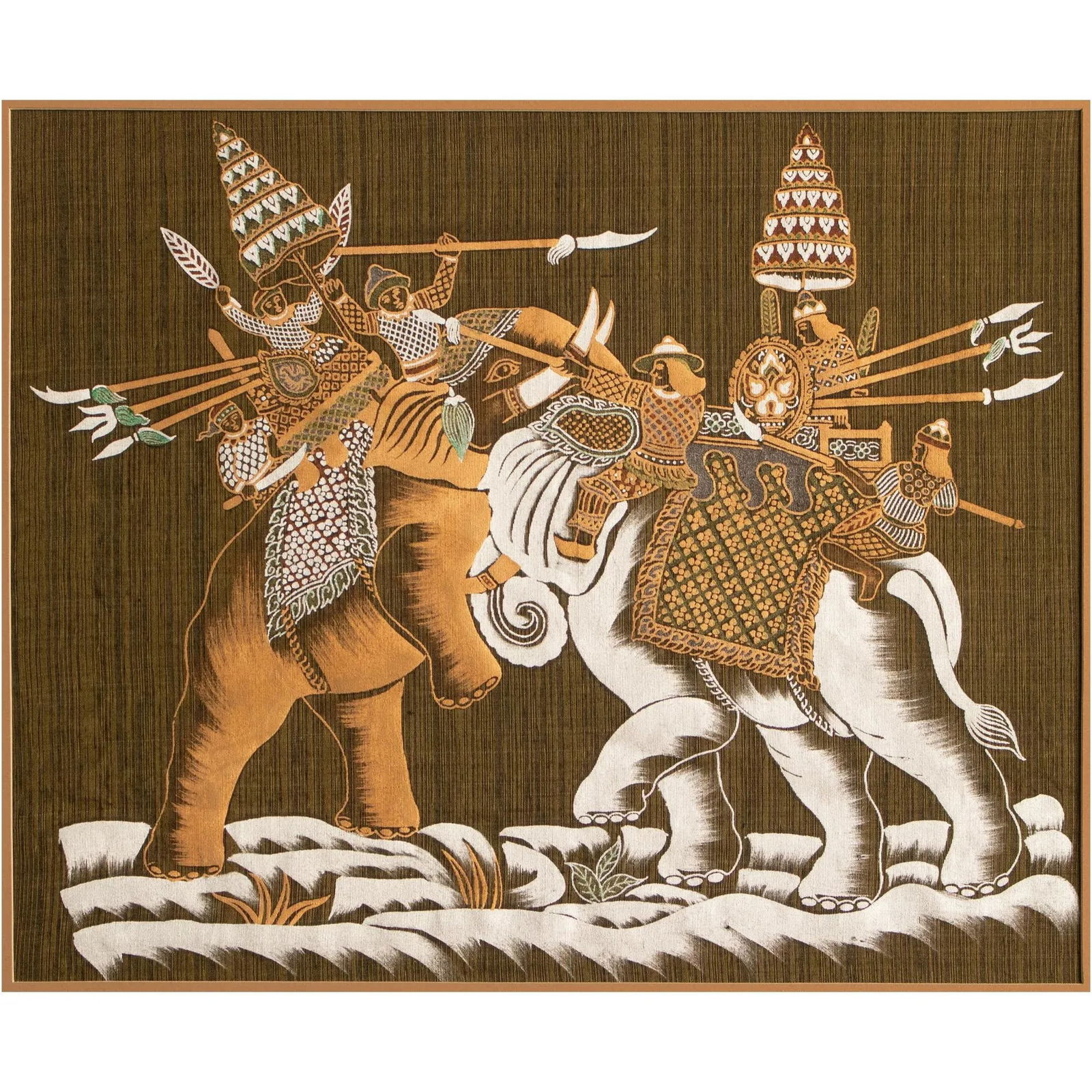 C. 1970s War Elephants Indian Textile Art - 11