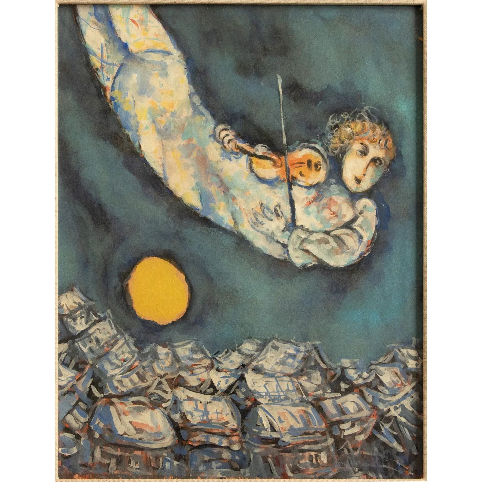 Night Flight Expressionist Watercolor, Circa 1970s - 10