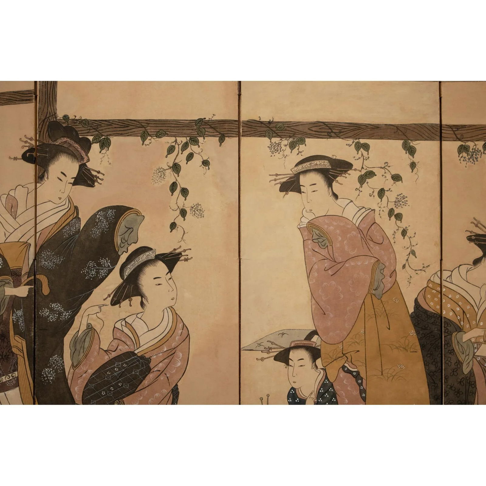 C. 1940s ShÅwa Era Japanese Ukiyo-E Style Byobu Screen - 4