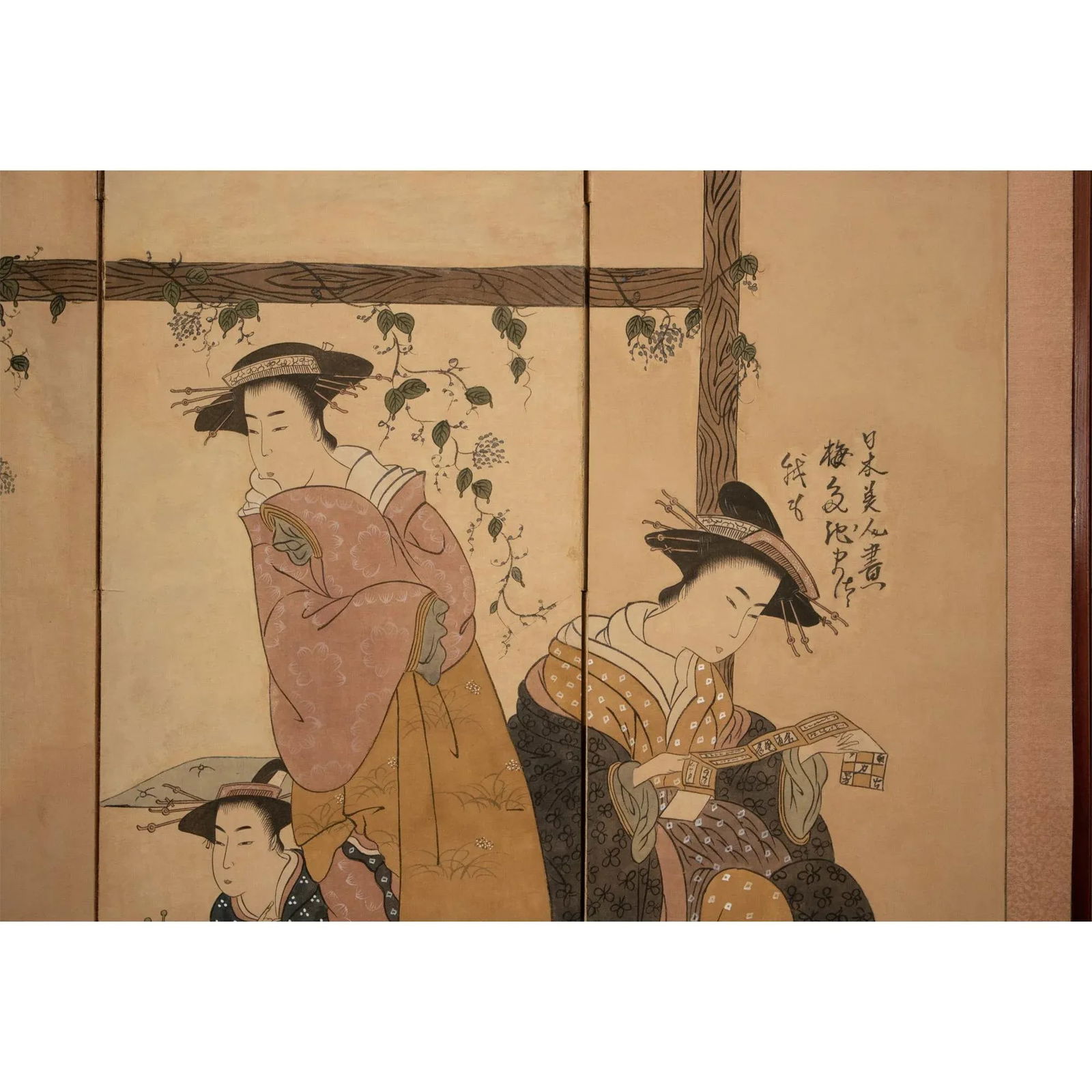 C. 1940s ShÅwa Era Japanese Ukiyo-E Style Byobu Screen - 6