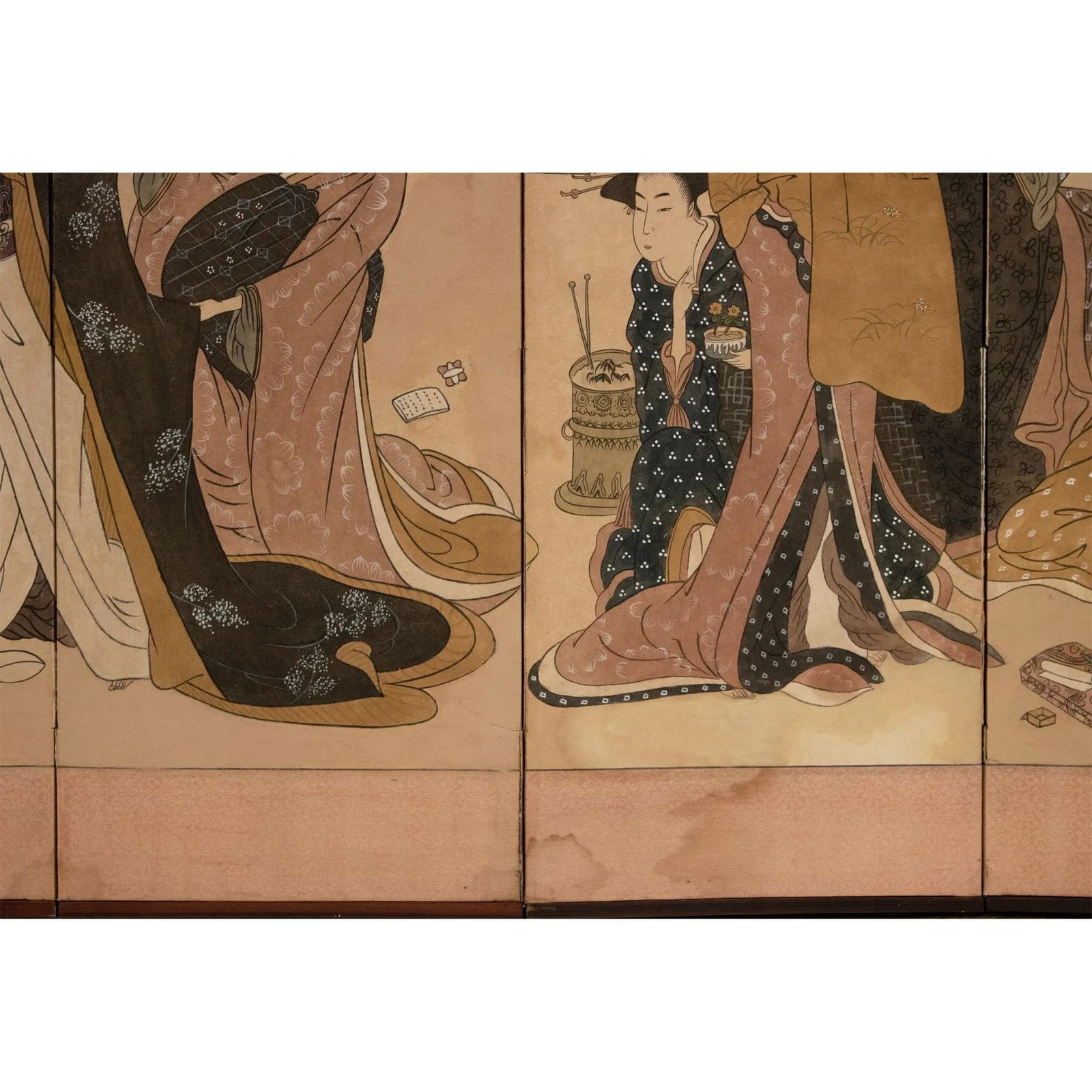 C. 1940s ShÅwa Era Japanese Ukiyo-E Style Byobu Screen - 7