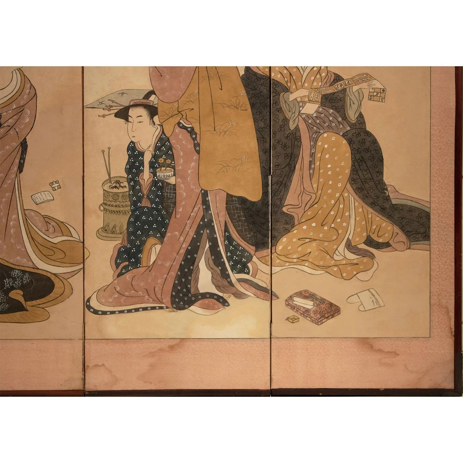 C. 1940s ShÅwa Era Japanese Ukiyo-E Style Byobu Screen - 8