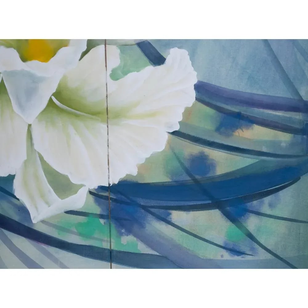 C. 1960s Vintage Painted Silk Screen With Orchids - 6