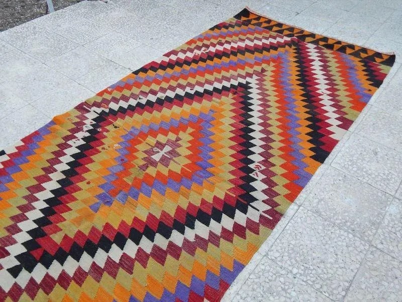 1970s Vintage Handmade Turkish Kilim Runner 4"²2"³ × 10"²9"³ - 7