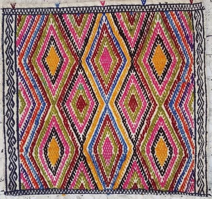 1970s Vintage Miniature Embroidered Turkish Kilim Rug - 1"²5"³ × 1"²6"³ - 2