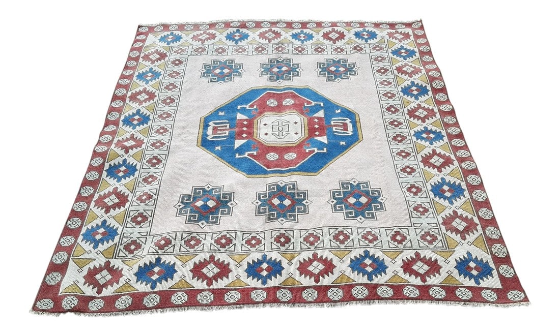 1970s Vintage Turkish Oushak Rug - 6"²3"³ × 6"²9"³ (1 of 9)