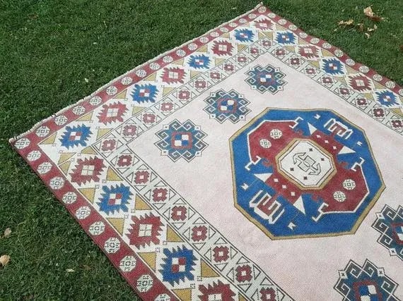 1970s Vintage Turkish Oushak Rug - 6"²3"³ × 6"²9"³ - 3