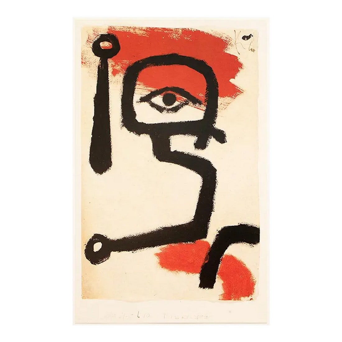 1989 After Paul Klee "The Timpanist", Full-Color Parisian Print: An excellent full-color print after painting "Timpanist" by Paul Klee. Published by New French Editions in France in 1989. Printed on one side. Attached to a board of heavy paper. Information regardin