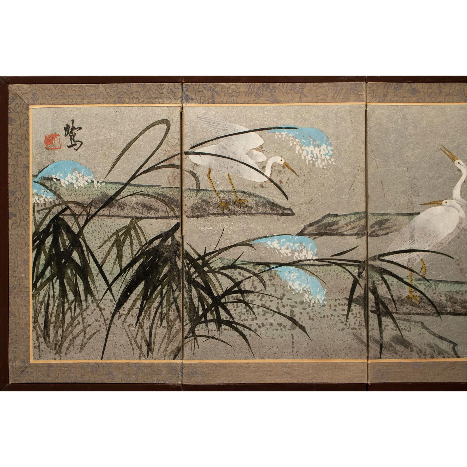 Circa 1970s Chinoiserie 4-Panel Small Painted Screen - 2