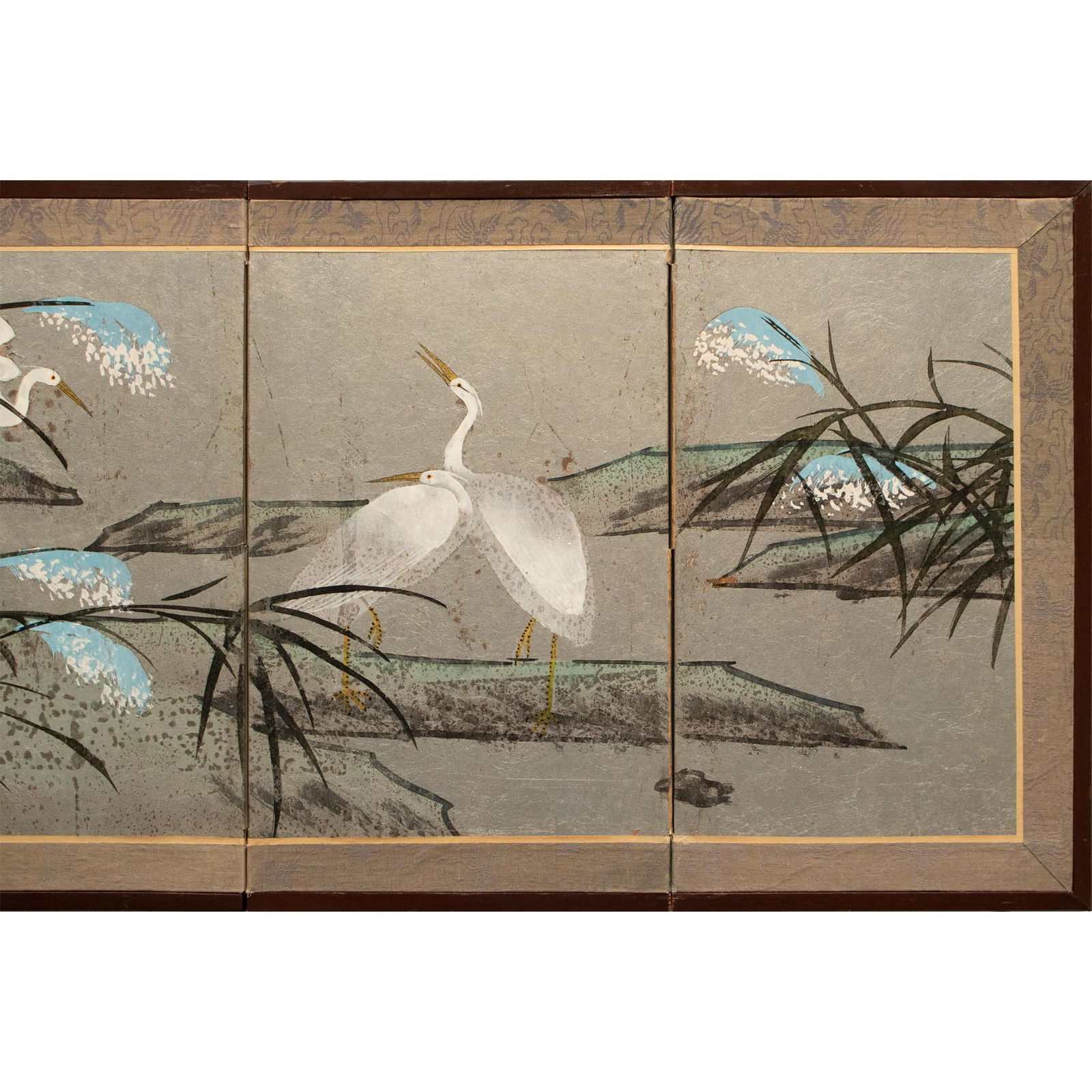 Circa 1970s Chinoiserie 4-Panel Small Painted Screen - 3