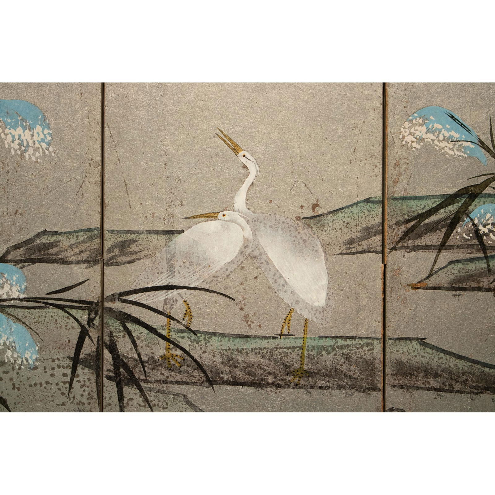 Circa 1970s Chinoiserie 4-Panel Small Painted Screen - 4