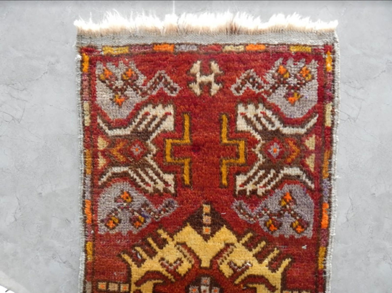 Hand Made Oushak MatRug Distressed Small Rug Door Runner 1"²6"³ × 2"²9 - 5