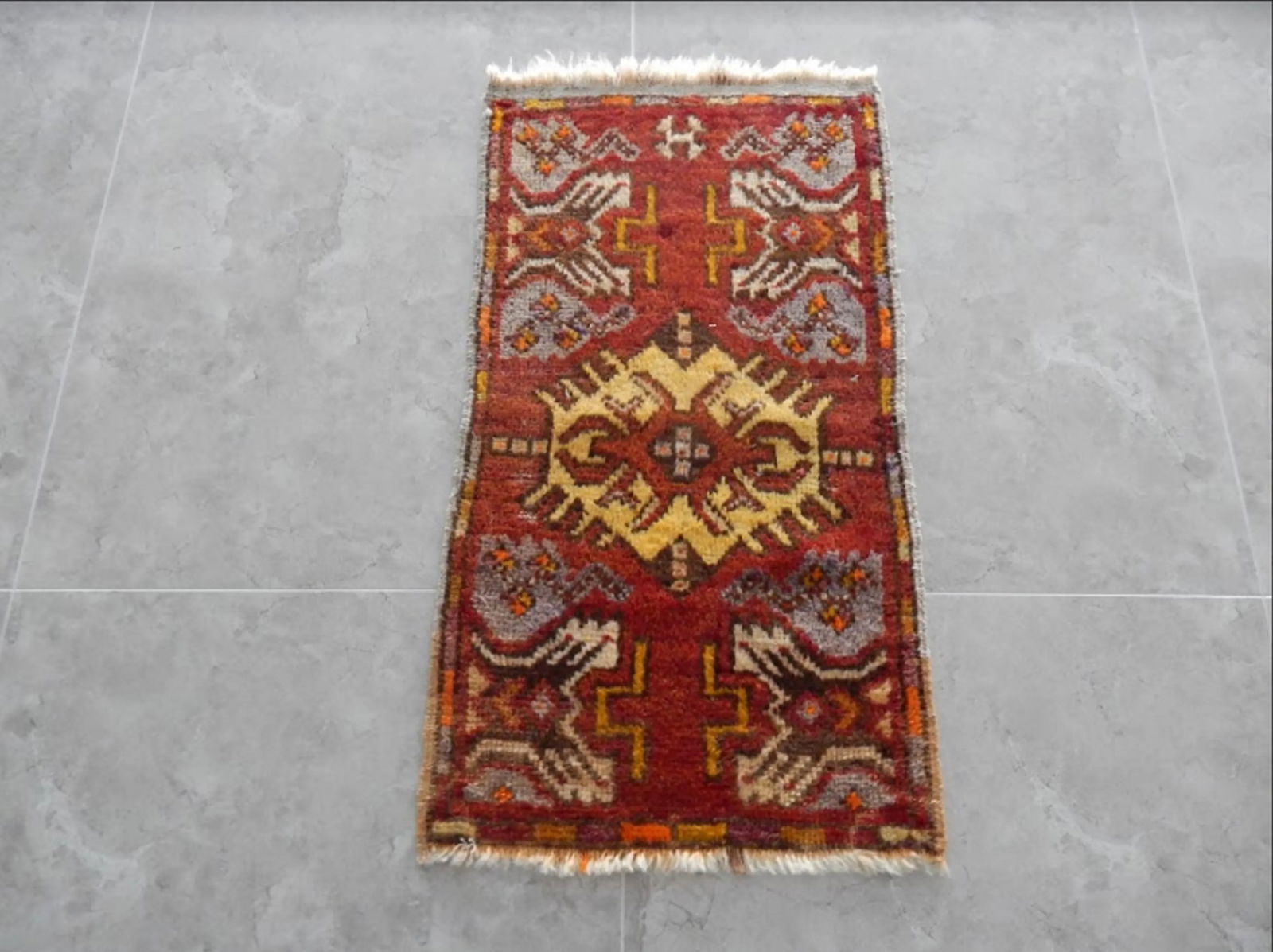 Hand Made Oushak MatRug Distressed Small Rug Door Runner 1"²6"³ × 2"²9 - 7